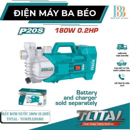 Máy bơm nước 180W(0.2Hp) dùng pin Total 20V TGWPLI201801