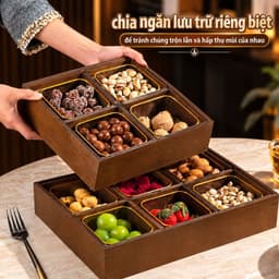 Hộp Mứt Tết, Khay để bánh kẹo 6 ngăn có hũ đựng, Khay đựng bánh kẹo tết, Khay đựng mứt trang trí decor phòng khách 5