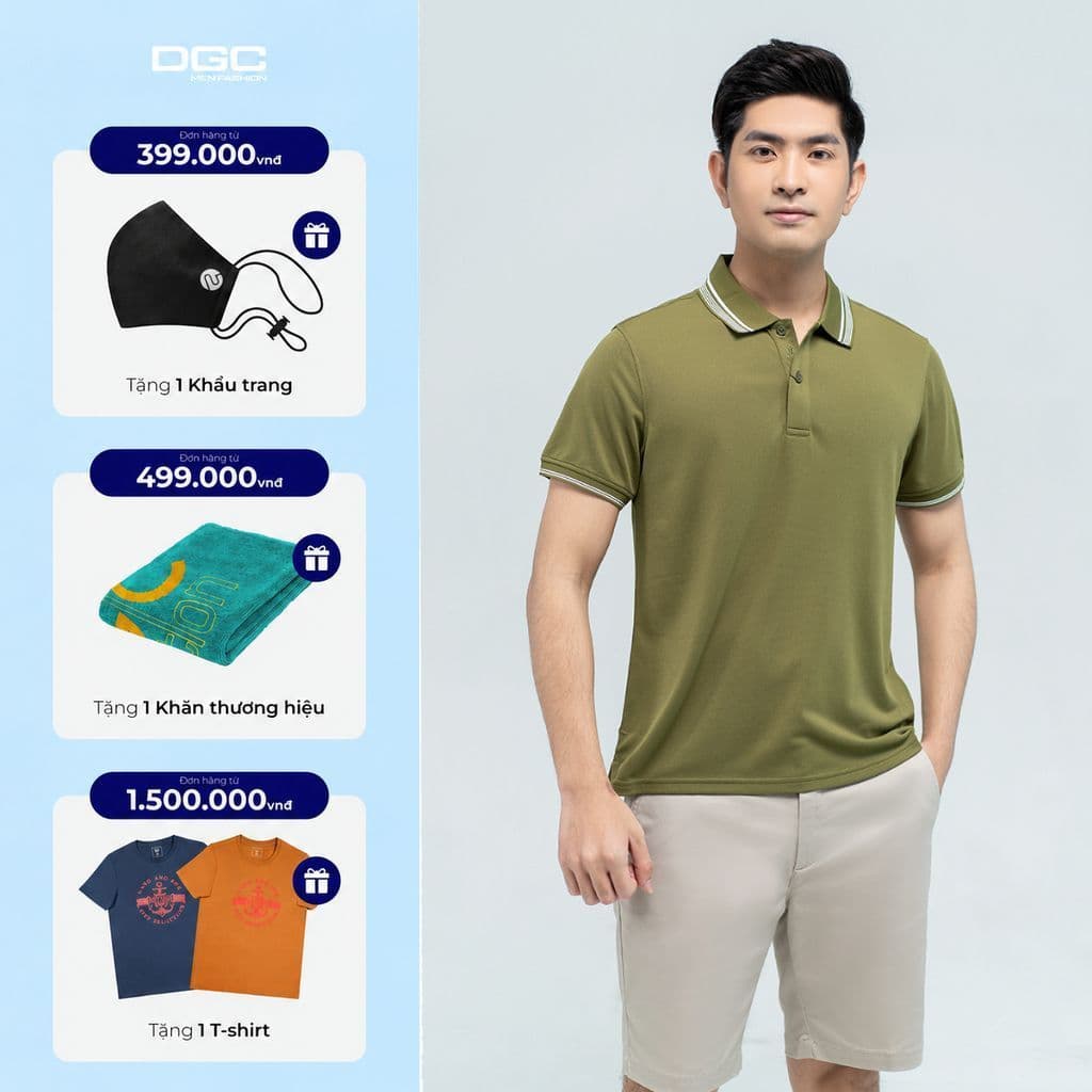 Áo Polo Nam Ngắn Tay DGC Dáng Suông Có Xẻ Sườn, Vải Than Dừa Kháng Khuẩn Thoáng Mát - SAPBC14M