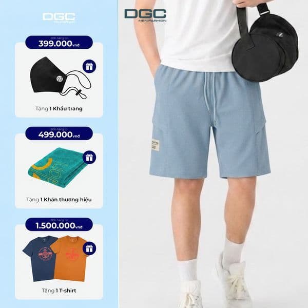 Quần Short Thể Thao DGC Cạp Thun, Form Rộng Thoải Mái, Mặc Đi Chơi Tập Gym Chạy Bộ - SQSBD190M-S
