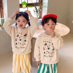 [10-29KG] Áo Nỉ Giáng Sinh Cho Bé Trai Kimchibaby Vải Nỉ 2 Da Cao Cấp Dày Mịn Ấm, Áo Sweater Thu Đông Noel AN602 1