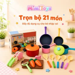 Bộ Bếp Cầu Vồng MimiToys Size Lớn 21 Chi Tiết - Đồ Chơi Nấu Ăn Nhiều Màu Cho Bé Chơi Nhập Vai 6