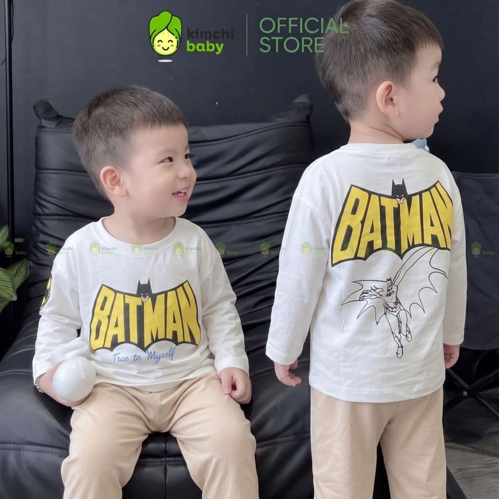 [10-29KG] Bộ Dài Tay Cho Bé Trai KIMCHIBABY Vải Cotton Cao Cấp 190gsm Mềm Mịn Họa Tiết Siêu Nhân Người Nhện Ver1 KD601