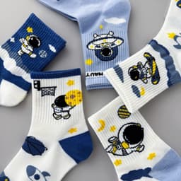 Set 10 Đôi Tất Trẻ Em Cao Cổ Phi Hành Gia Astronaut Cotton Mềm Size M-L 3-12 Tuổi 7