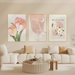 Tranh Treo Tường Bộ 3 Hoa Hồng Và Lá Cây Phong Cách Bắc Âu Hiện Đại Trang Trí Phòng Khách Phòng Ngủ Cao Cấp Mới Nhất 5