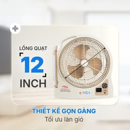 Quạt Sạc Tích Điện Honjianda FL323/FL313 dạng hộp AC&DC 12 inch 1-2 pin - có đèn LED & USB 3