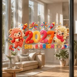 MNTT 2027 Decal Dán Tĩnh Chống Thấm Nước Lễ Hội Không Khí Trang Trí Cửa Sổ 5