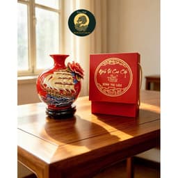 [TẶNG ĐẾ VÀ HỘP QUÀ] Bình Hút Lộc TBXG đắp nổi RỒNG VIỆT, Bình tài lộc Bát Tràng cho mệnh hỏa, thổ 1