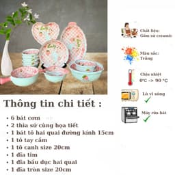 Bộ Bát Đĩa gốm sứ họa tiết Thỏ Hồng LUCKY - DỄ THƯƠNG DÀY DẶN 2