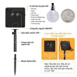 Đèn Led Trang Trí Năng Lượng Mặt Trời Hoàng Kim Dài 12m Gồm 100 Bóng Tròn, Tấm Pin Cao Cấp Có-89 8