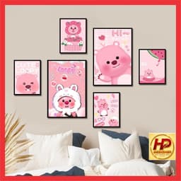 Bộ 6 tranh decor dán tường trang trí phòng ngủ cho bé dễ thương đáng yêu, phòng khách decor siêu cute 1
