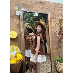 Áo Kiểu Nữ Cổ Bèo Cánh Tiên Viền Tầng Vải Gió Nhăn Babydoll 8