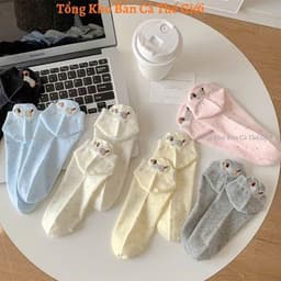 Set 10 Đôi Tất Vớ Cổ Thấp Chấm Bi Hình Cún Lạp Xưởng xᶖnh Xắn Đáng Yêu Phong Cách Hàn Quốc Thấm Hút Mồ Hôi VOICON-[TV01] 4