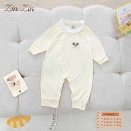 BD41. Bộ body liền thân body dài tay bé trai bé gái sơ sinh Zinzin viền bèo chất petit mềm mịn mát co dãn 4 chiều 6