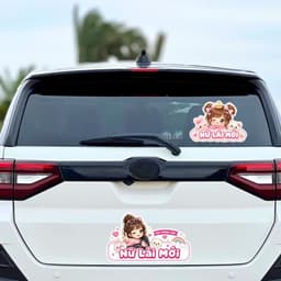 [Hỏa Tốc] Tem Decal Dán Xe Hơi "Nữ Lái Mới" Dễ Thương Chống Thấm Nước - Tem Dán Cảnh Báo Ô Tô Ngộ Nghĩnh, Đáng Yêu 6