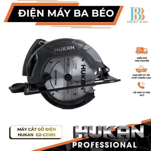Máy cắt gỗ điện HUKAN G2-CG185, Công suất Lớn 1500w, Có cắt 45 độ - Đường kính lưỡi cắt 185mm