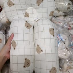 Bộ gối chặn bông vải muslin cao cấp chống giật mình cho bé sơ sinh - Gối lõm chống bẹp đầu cho bé hàng Việt Nam 4
