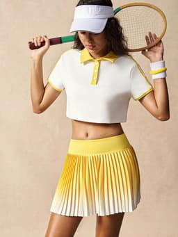Đồ Tập Pickleball Nữ UYNSPORTY Áo Polo Tay Ngắn Phối Màu, Kèm Chân Váy Xếp Ly, Bộ Đồ Pickleball Nữ 3