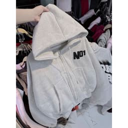 Áo khoác nỉ unisex dài tay màu xám có mũ 2 lớp và khóa kéo năng động cho mọi lứa tuổi-linhhai98 6