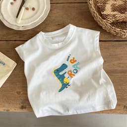 Áo Thun Bé Trai In Khủng Long Dễ Thương Form Rộng Tay Ngắn Phong Cách Hàn Quốc Co Giãn Mềm Mại Thoáng Mát Cho Bé 1