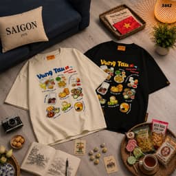 Áo Thun HY KORÉ Vũng Tàu Food 3442 Form Rộng Localbrand Oversize Unisex Vải 75% Nam Nữ Mặc Đẹp 4