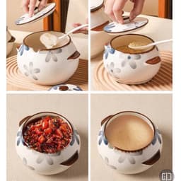 Hũ Sứ Đựng Mỡ Liễn Đựng Gia Vị 1200ml Có Tai Cầm Tiện Lợi Kiểu Vỏ Sò Chất Liệu Gốm Sứ An Toàn Cho Sức Khỏe VOICON-[DA72] 5