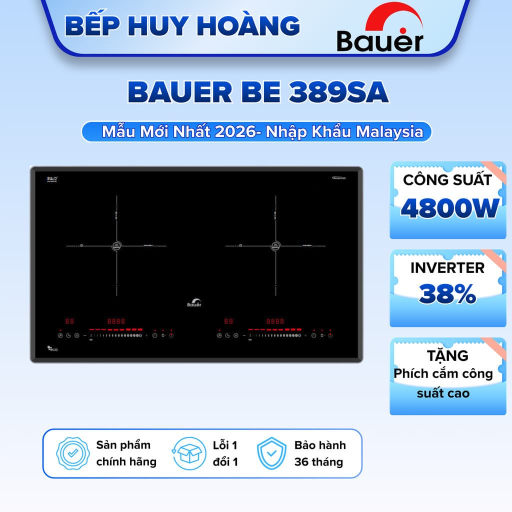 Bếp từ đôi Bauer BE 389SA | Nhập khẩu Malayisa | Sôi liu riu | Bảo hành chính hãng 3 năm