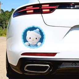 HỎA TỐC Decal Dán Xe Hơi Hình Hello Kitty 3D Dễ Thương Chống Thấm Nước 3