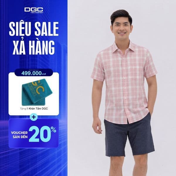 Áo Sơ Mi Ngắn Tay DGC Dáng Ôm Perfect Fit, Phong Cách Trẻ Trung, Chất Vải Mềm Nhẹ - SASNBD50M-S