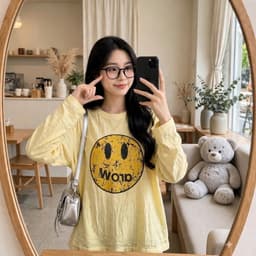 Áo thun giấy cổ tròn mỏng in hình mặt cười vàng xinh đẹp hot trend  TG FACE11 7 6
