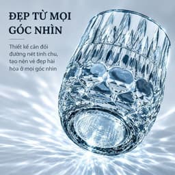 Bộ 6 Ly Thủy Tinh GOCHY HOME 300ml Vân Ong Dập Nổi 3D, Cốc Uống Nước Soda-Lime Không Chì, Dày Dặn Sang Trọng- Mix Xanh 7