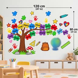 Decal Dán Tường Trí Anh Trang Trí Lớp Học Tiếng Anh, Phòng Bé Mầm Non, Cầu Vồng, Cây Yêu Thương, 6 Mẫu (N033) 2