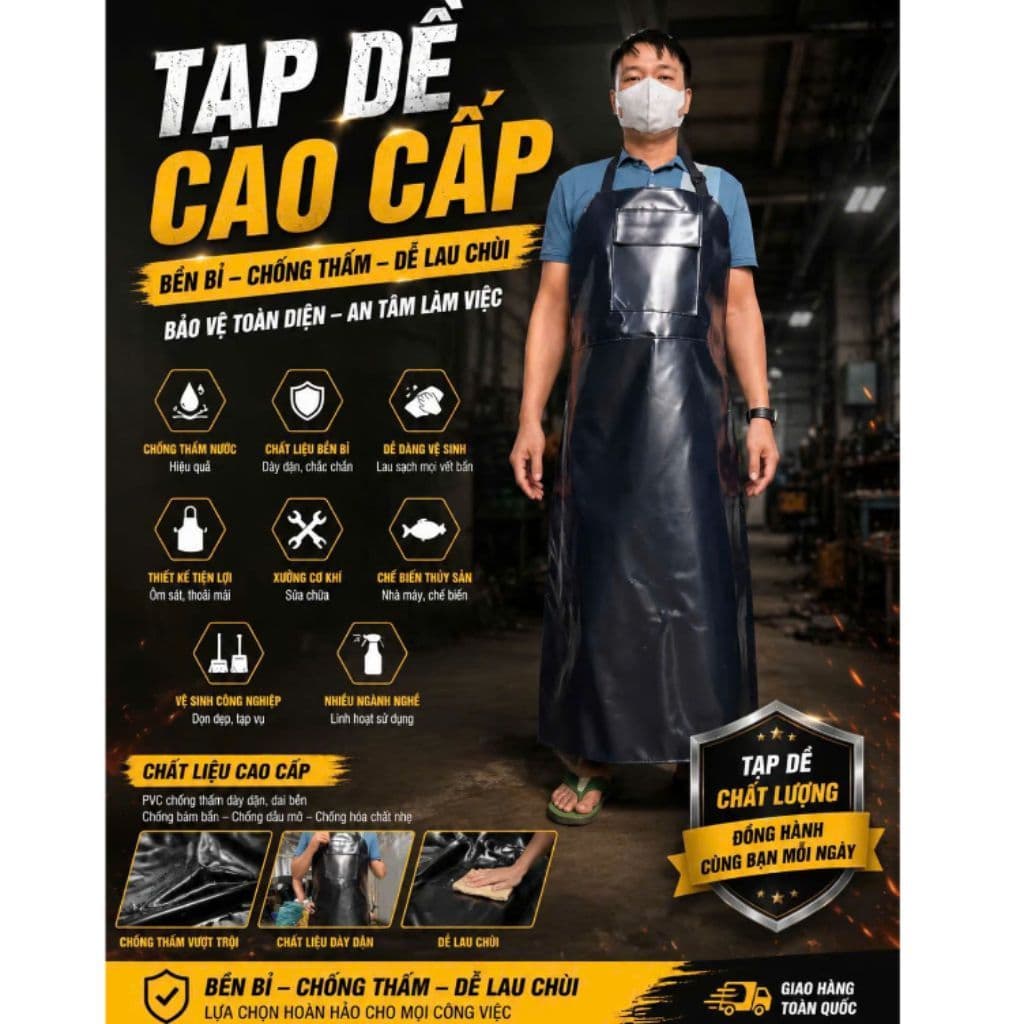 Tạp dề cắt cỏ dày dặn bản có túi chất lượng cao