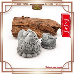 Tượng gà vàng ấp trứng đá sa thạch 3