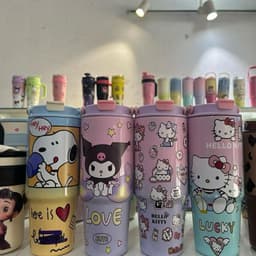 Ly Giữ Nhiệt Cute 890ml - Dễ Thương, Họa Tiết ( Tặng phụ kiện + Sticker ) 2