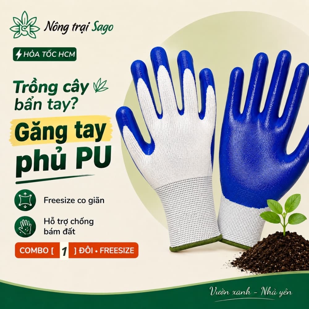 Bao Tay Phủ PU Mỏng Nhẹ (1 Đôi) Chống Trơn Chống Bám Đất Bảo Hộ Lao Động | Nông Trại Sago
