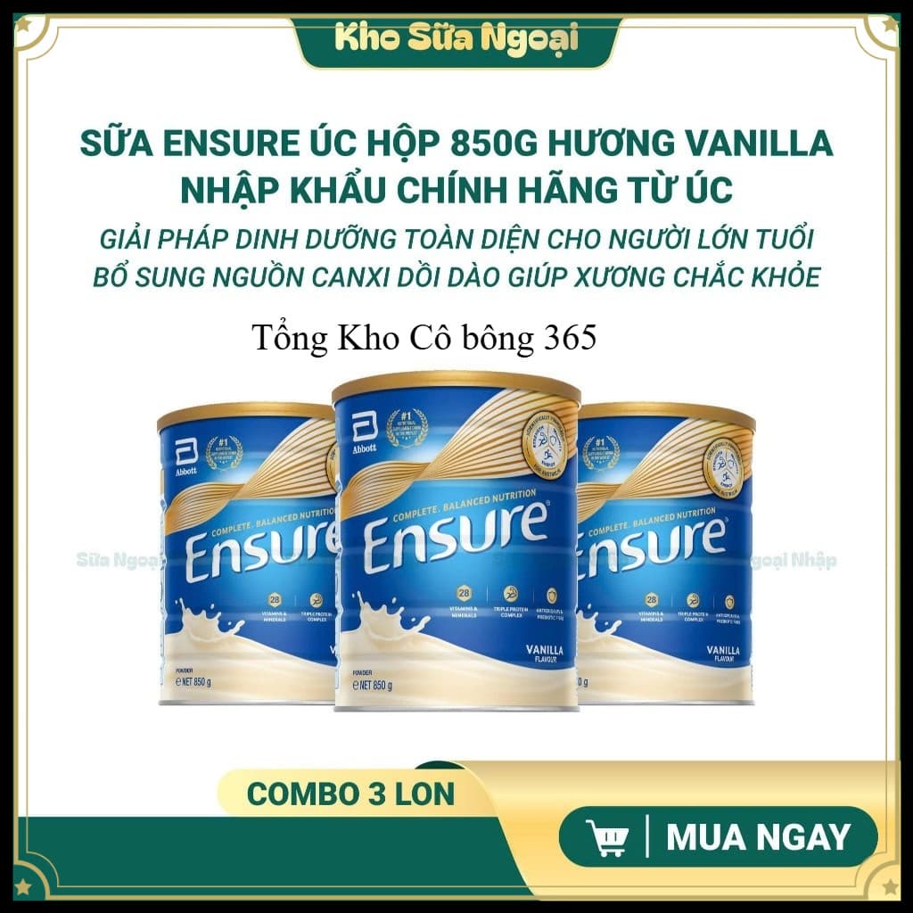 [COMBO 10 LON]Sữa Ensure Powder 850g Úc – Dinh Dưỡng Cho Người Lớn.Siêu Thị Ánh Nga Hà Nội.