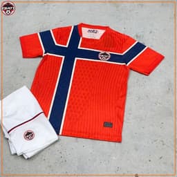 Bộ Quần Áo Bóng Đá Đội Tuyển Na Uy World Cup 2026 Mẫu Chính Thức- Vải Polyester Thái Gai Lưới 4