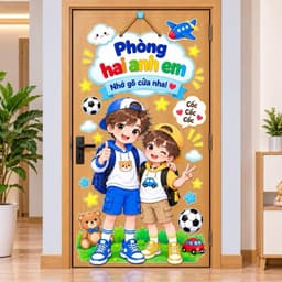 Decal dán cửa phòng gia đình nhiều hoạ tiết dễ thương (nền trắng )cho không gian sống ấm cúng và sinh động 5