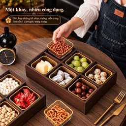 Khay đựng bánh kẹo hoa quả khô cao cấp sang trọng nhẹ bằng gỗ Melamile mẫu mới 2027 3