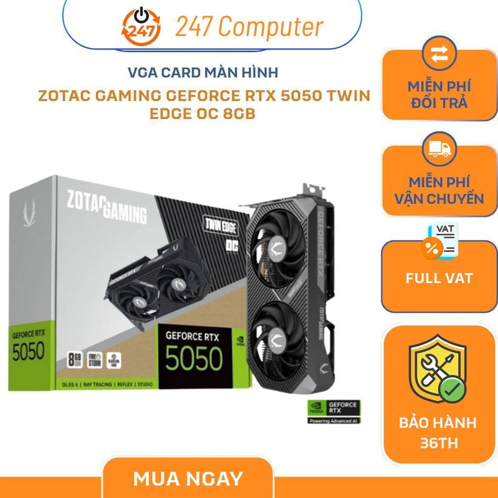 VGA ZOTAC GAMING GeForce RTX 5050 Twin Edge OC 8GB GDDR6 card màn hình gaming