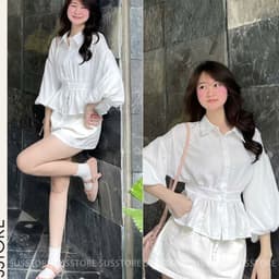 Áo Sơ Mi Bo Eo Lưng Chun Tay Bồng Cúc Dọc Đũi Hàn A323226 Thời Trang Nữ 3