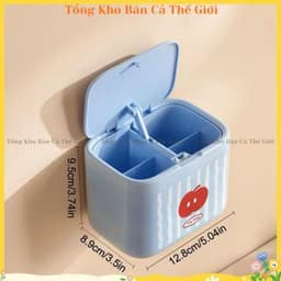 Hộp đựnġ tăm bông có nắp, Hộp đựnġ cho phòng tắm Tổ chức lưu trữ tại nhà, Hộp đựnġ đồ trang điểm - VOICON-[DA66] 7