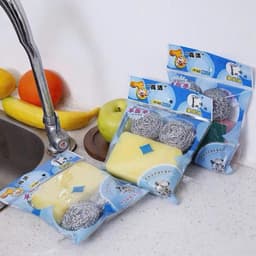 Túi 3 Búi Rửa Bát Siêu Sạch Bùi Nhùi Cọ Xoong Nồi Bọt Biển Chống Cháy Khét Búi Cọ Đa Năng Chuyên Dụng Inox VOICON- TTA11 3
