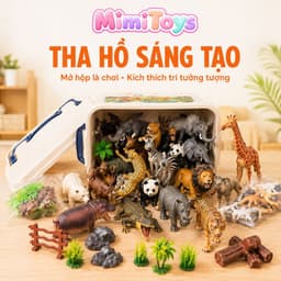 Bộ Đồ Chơi Mô Hình Động Vật 58 Chi Tiết MimiToys - Thú Rừng Sinh Động Kèm Hộp Đựng Tiện Lợi 5