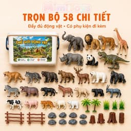 Bộ Đồ Chơi Mô Hình Động Vật 58 Chi Tiết MimiToys - Thú Rừng Sinh Động Kèm Hộp Đựng Tiện Lợi 8