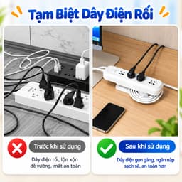 Giá Treo Ổ Điện Dán Tường, Dụng Cụ Cuộn Dây Nguồn Có Kẹp Giữ Chống Rối, Tiết Kiệm Diện Tích
 6