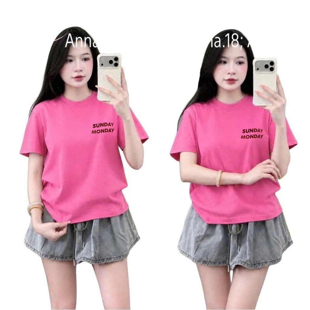 Áo thun , áo 3158 cotton khô, áo thun nữ form rộng nam nữ tay lỡ mẫu trơn unisex -chữ SUNNDAY