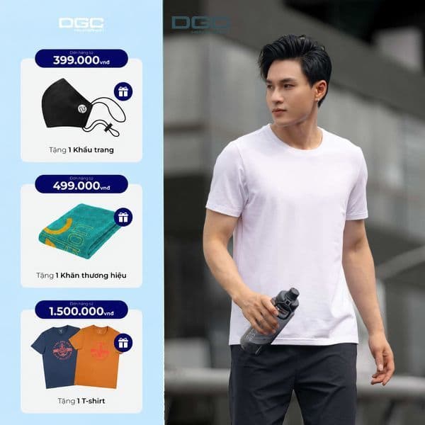 Áo Thun Ngắn Tay Nam DGC Áo phông trơn bassic Dáng Suông, Chất Liệu Cotton Mềm Thoáng Mát - SATBC02M