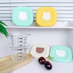 Hộp trữ đông thủy tinh ăn dặm cho bé có vạch chia 180ml nắp silicon, Hũ trữ đông đồ ăn dặm cho bé Freeship 2